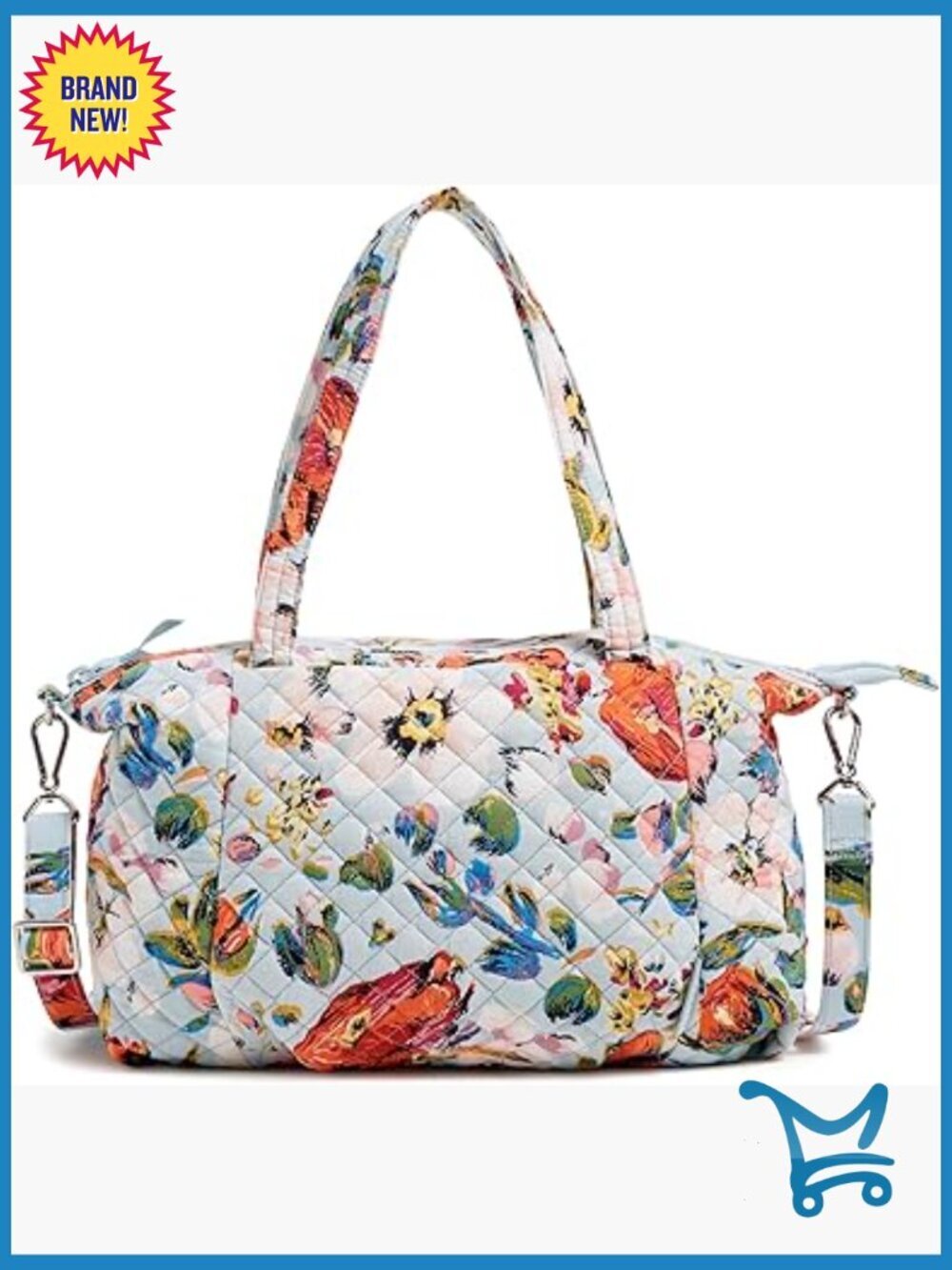 Recycled Cotton Satchel Purse with Adjustable Strap, 12x10x4 Inches